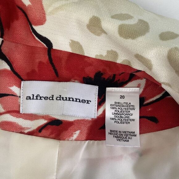 Alfred DunnerJacket Blazer Red Floral Quilted Open Front Lightweight Sz 20 used‎ - Picture 9 of 16